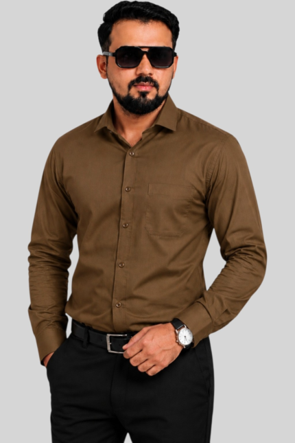 Olive Brown Giza Cotton Shirt