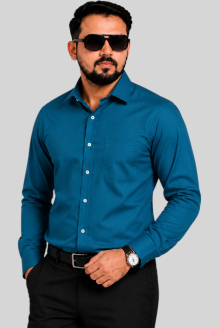 Peacock Blue Giza Cotton Shirt