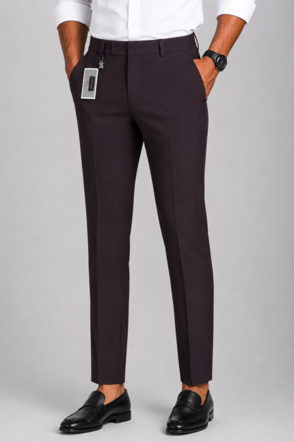 Wine Adjustable Belt formal Pant